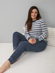 Костюм с брюками КБм-590/индиго-серыйполоса