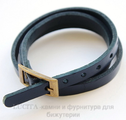 Браслет (кожа) цвет - темно-синий + античная бронза 520х8,5 мм
