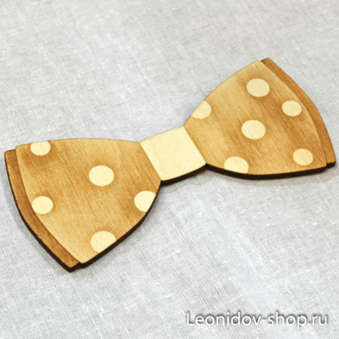Деревянный галстук-бабочка в горошек