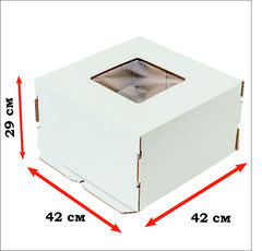 Коробка картонная усиленная гофрокартон с окном 42х42х29 см