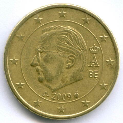 50 евроцентов 2009 год. Бельгия. Регулярный выпуск. Тип 4. Нордик VF-XF