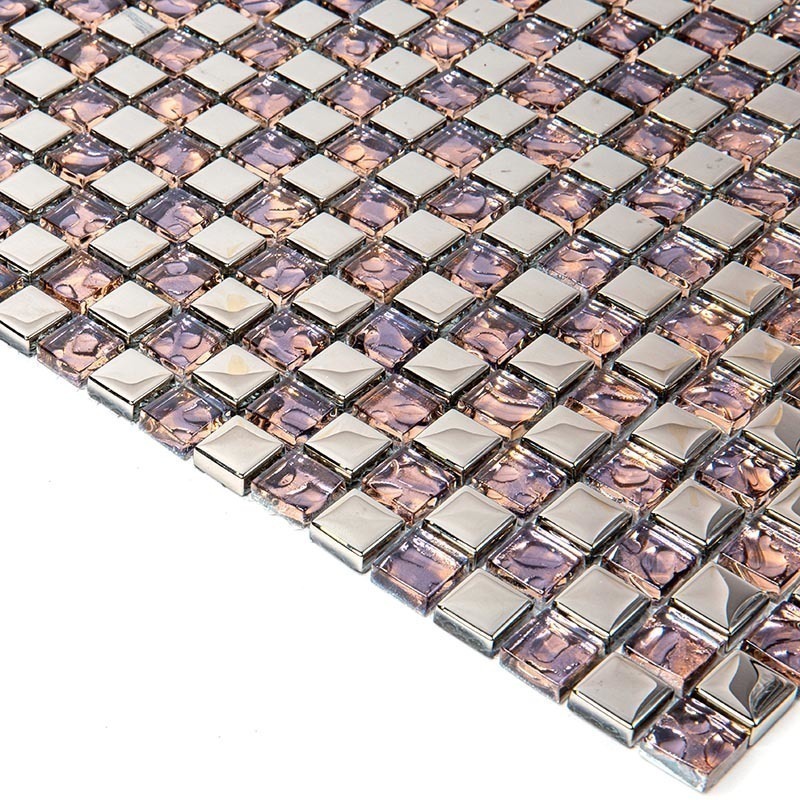 PA-02-15 Мозаика зеркальная Natural Light фиолетовый серебряный розовый металлический квадрат