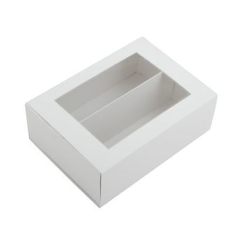 Коробка для макарон, на 12 шт с прозрачным окном, бел/бел,
