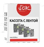 Кассета с лентой S'OK by Sakura Printing C53S655012 (LK5WBW) для Epson LW400, LW700, LW600P, LW1000P, K400, Z700, Z800, черный на белом, 18мм, 8м, повышенная клейкость
