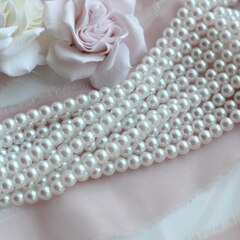 Майорка White Pearls (слегка с розовым отливом) 6 мм, 1 нить, МА034