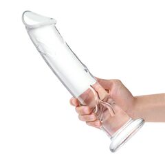 Большой стеклянный стимулятор 12’’ Glass Dildo With Veins & Flat Base - 28 см. - 
