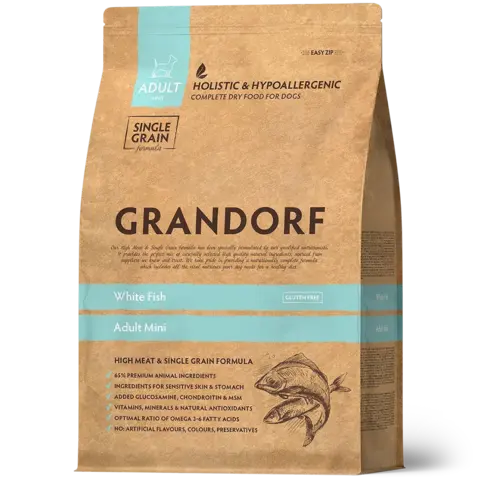 GRANDORF Adult Mini (White Fish) для мелких пород, белая рыба (чувствительное пищеварение, склонность к аллергии)
