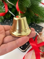 Колокольчик металлический, для декора и творчества, размер 4 см, цвет золотой, набор 5 шт