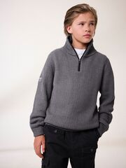 Джемпер вязаный с молнией для мальчика Next K84-013, Темно-серый