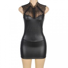Кожаное платье с кружевом OhYeah +стринги, XS-S