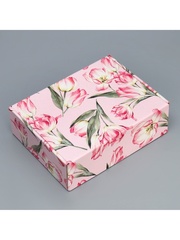 Коробка самосборная одиночная Прямоугольник, «Цветы», 30,5*22*9,5 см, 1 шт.