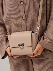 Сумка кожаная кросс-боди 3520 розово-бежевый/бизон
