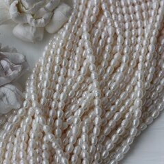 Жемчуг натуральный речной, рис, 5-6,5 мм, 1 нить, Ж020