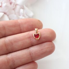 Подвеска Сердце с рубиново-красным фианитом, 12*8 мм, позолота, П291