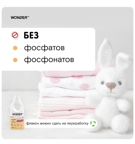 WONDER LAB Эко гель для стирки детских вещей «Цветы хлопка» 1л, 3+