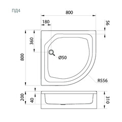 Поддон душевой 80х80 средний акриловый