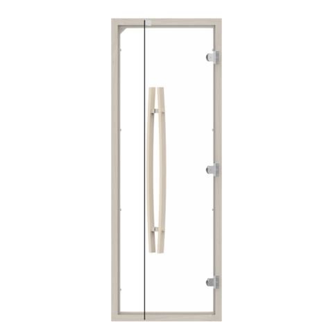 SAWO Дверь 7/19, прозрачная, осина, изогнутая ручка, 741-4SCA-1 - купить в Москве и СПб недорого по цене производителя

