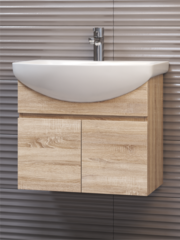 Подвесная тумба Vigo Wing 600-2-0 (610х445х533 мм) Дуб сонома с умывальником Балтика 60 (tp.WIN.BAL.60.2D)