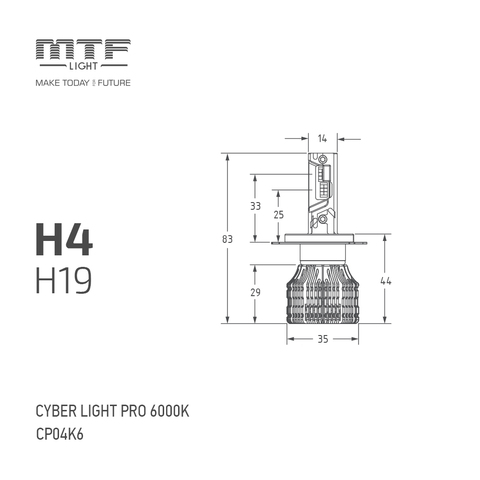 Светодиодные лампы MTF Light H4 Cyber Light PRO Холодный Белый свет