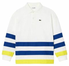 Детская теннисная футболка Lacoste Kids Long Sleeved Striped Heavy Jersey Polo - white