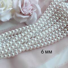 Майорка White Pearls (слегка с розовым отливом) 6 мм, 1 нить, МА034