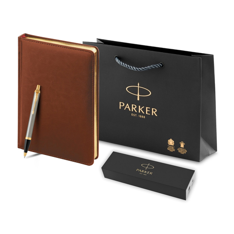 Подарочный набор: Шариковая ручка Parker IM + ежедневник, коричневый