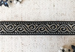 Тесьма жаккард, ш. 2 см, чёрный с серебром