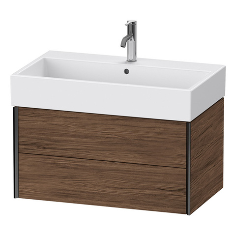 Duravit XViu Тумба подвесная 397x784x454мм, для раковины #235080, 2 ящика, цвет: walnut dark/черный матовый XV43360B221