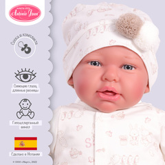 Munecas Antonio Juan Кукла Реборн младенец Урсула в белом 52см (81054)