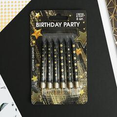 Свечи в торт Birthday party, 6 шт  9 см