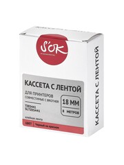 Кассета с лентой S'OK by Sakura Printing TZES441 для Brother,  черный на красном, 18мм, 8м , наклейка