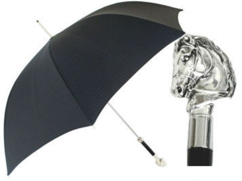 Pasotti мужской зонт-трость с дизайнерской ручкой в форме шахматного коня