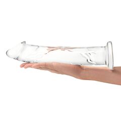 Большой стеклянный стимулятор 12’’ Glass Dildo With Veins & Flat Base - 28 см. - 