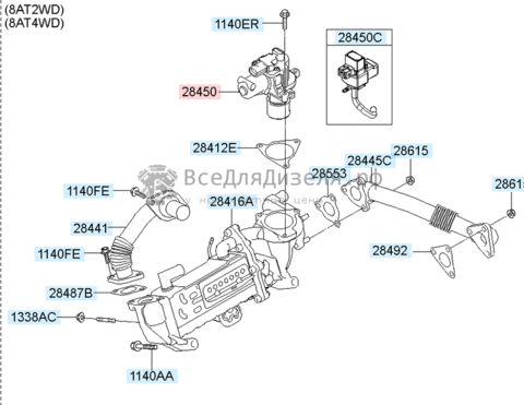 EGR Клапан рециркуляции отработанных газов для KIA MOHAVE 284103A600