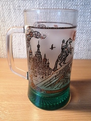 Кружка стекло пиво 0.5 от Художника бронза с цветным дном