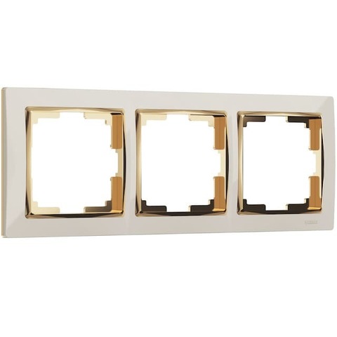 Рамка на 3 поста. Цвет Золото/слоновая кость. Werkel(Веркель). Snabb. a051647 / W0031932