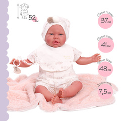 Munecas Antonio Juan Кукла Реборн младенец Урсула в белом 52см (81054)