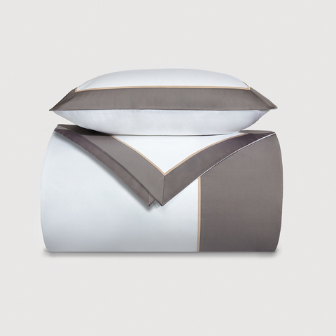 Постельное белье cемейное Сlaire&Caroll Frame белое с коричневым