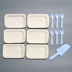 Набор посуды одноразовой для торта на 6 персон, голубой