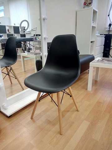 Интерьерный дизайнерский кухонный стул Eames DSW Style Wood, черный