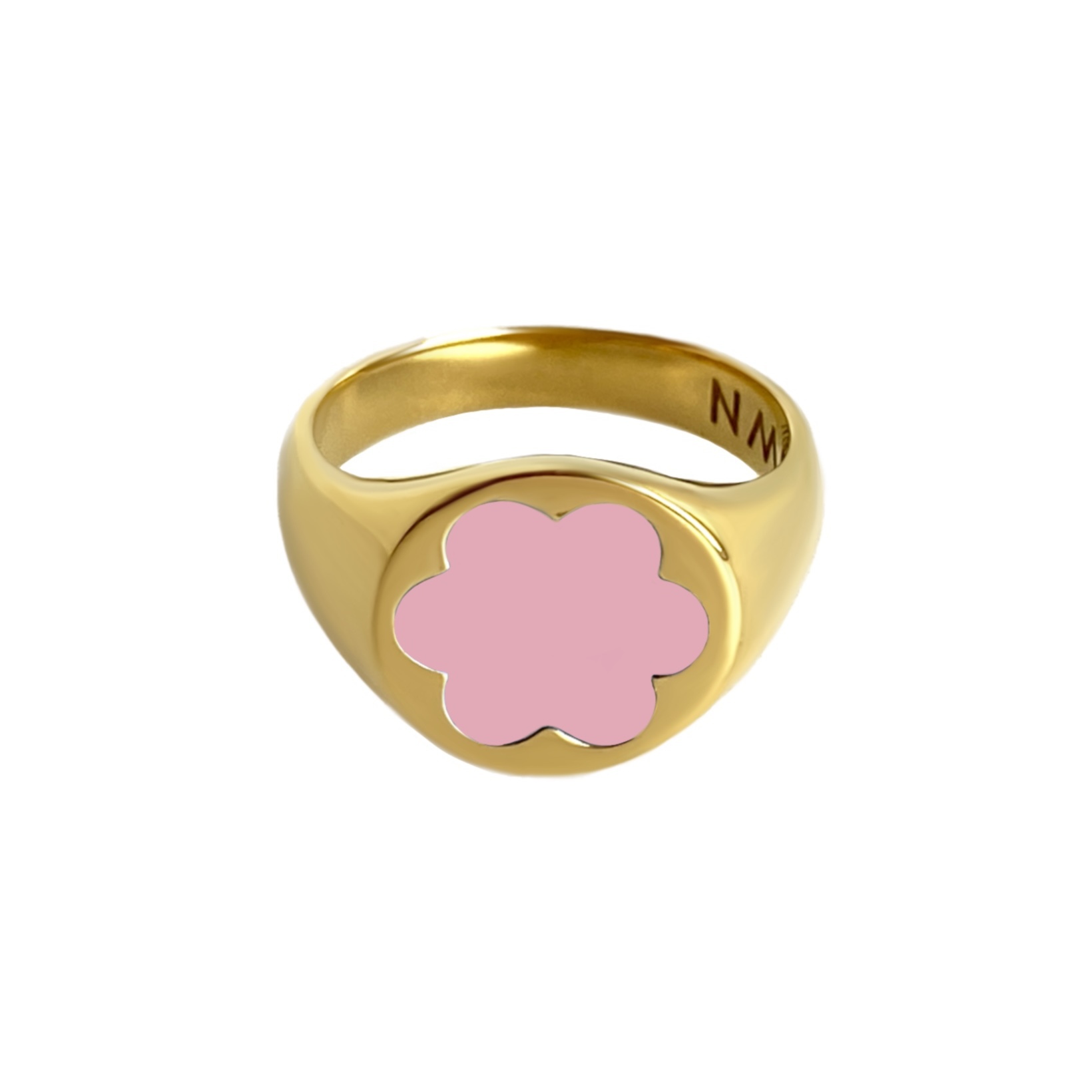 MOONSWOON Кольцо-печатка Gold Forget-Me-Not Ring – Pink moonswoon серьги forget me not mini hoop gold