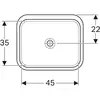 Geberit VariForm Раковина с установкой под столешницу прямоугольной формы, Т1=45х35 см, без отв. под смеситель, без отв. перелива