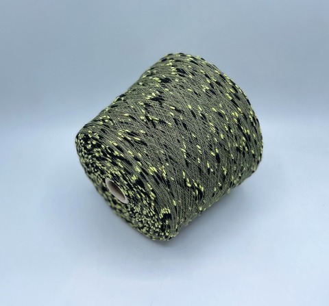 Бобинная пряжа (пр.Италия) art-Nodino 750м/100гр, 70% Полиамид, 30% Вискоза цвет-Светло-зеленый+черный, арт.33733