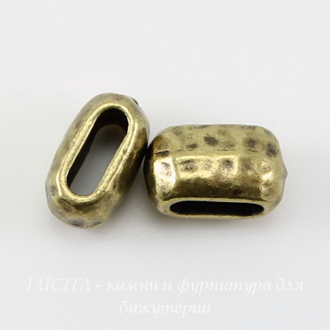 Бусина для шнура 6х2 мм TierraCast 10х6х6 мм (цвет-античная латунь) ()