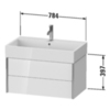 Duravit XViu Тумба подвесная 397x784x454мм, для раковины #235080, 2 ящика, цвет: walnut dark/черный матовый XV43360B221