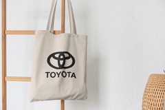 Сумка-шоппер с принтом Тойота (Toyota) бежевая 007