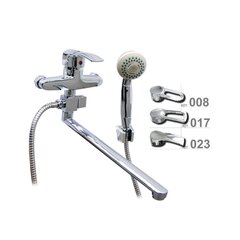 Смеситель для ванны-умывальника ПСМ 523-КТ/008 однорычажный, излив L350 с массажной лейкой