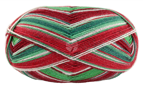Пряжа Lana Grossa Meilenweit 100 Merino Christmas Lurex 6796