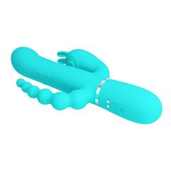 Аквамариновый вибратор для тройной стимуляции Cammy - 22,2 см. - 