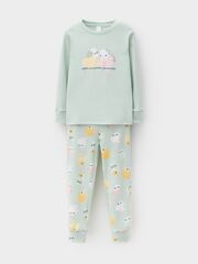 пижама  для девочки  К 1541/дымчатый нефрит,цв.попугайчики